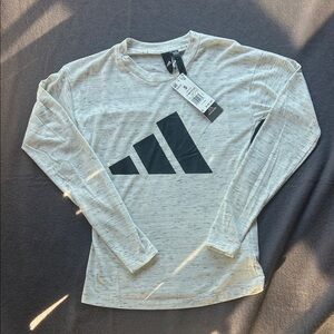 Adidas Men's Light Gray Long Sleeve Tee